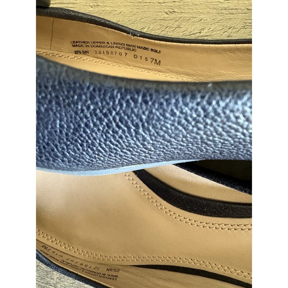 Tory Burch Mini Miller Pebbled Leather Logo Ballet Flats Navy Blue Chic 7M EUC - Picture 5 of 6